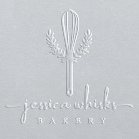 custom embosser stamp Whisk Bakery Logo
