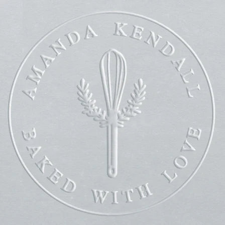 custom embosser stamp Whisk with Laurel in Circle