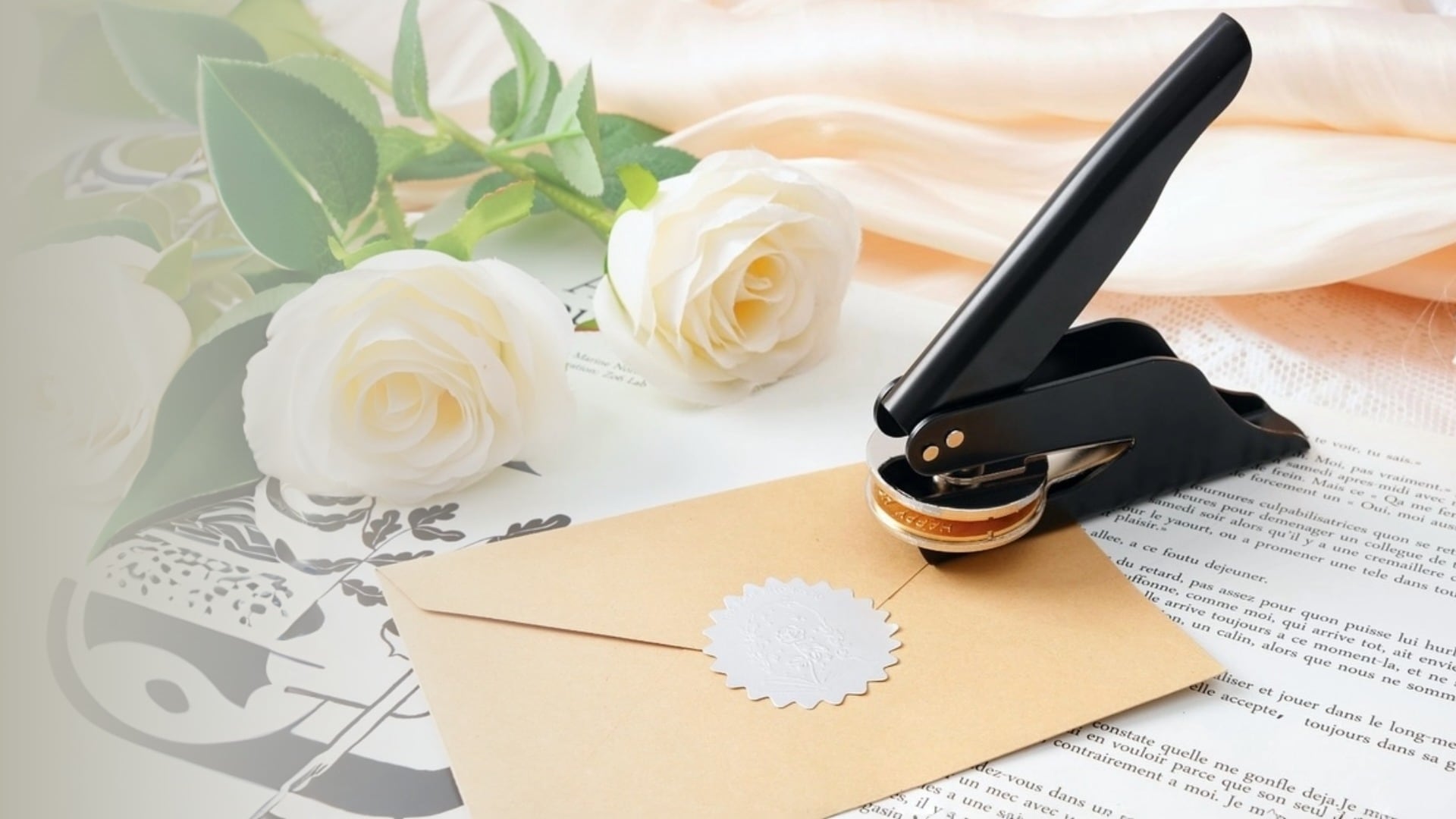 burlap vintage envelops with embossing