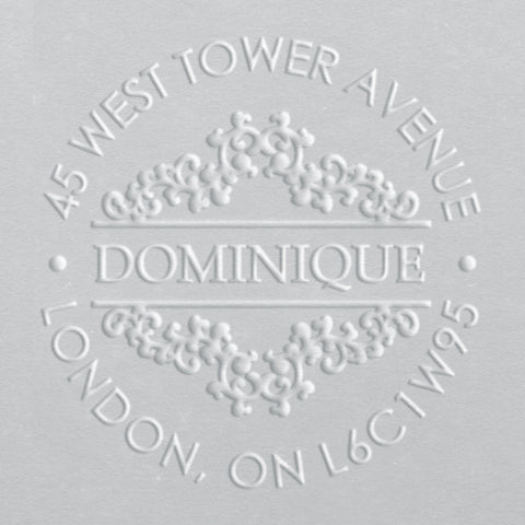 custom address embosser with dominique design