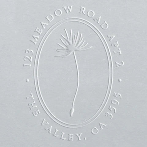 custom address embosser with leaf design