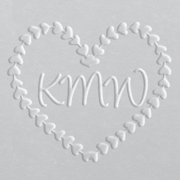 custom monogram embosser with heart wreath design