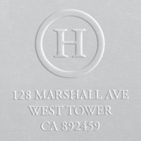 custom return address embosser with circle initials