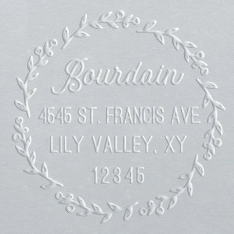 custom return address embosser with ring design