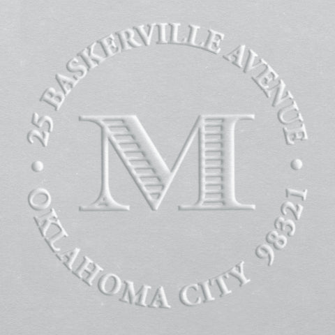 embossed address stamp with initials