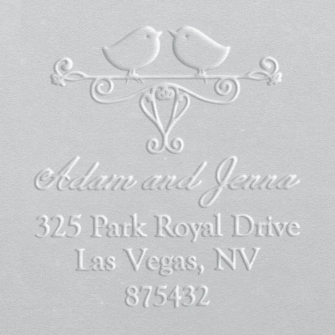 embosser for wedding with lovebirds design