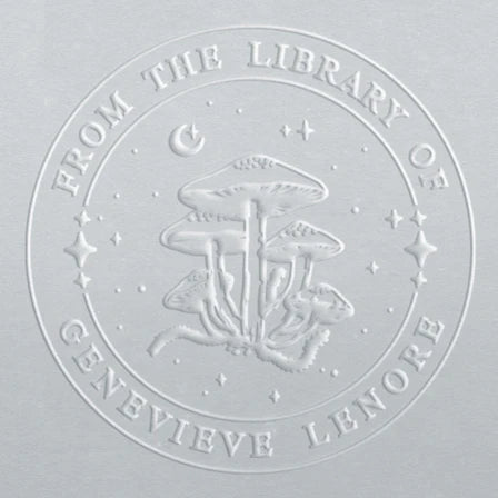 personal book embosser mushroom circle design