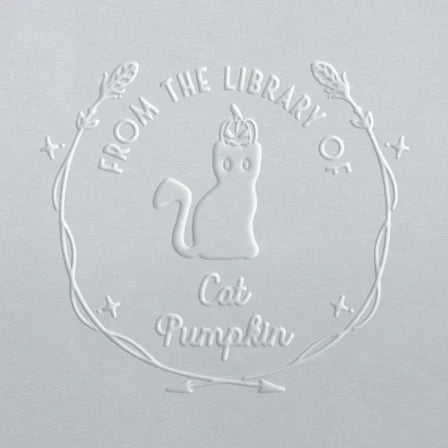 personal custom library book embosser cat pumpkin
