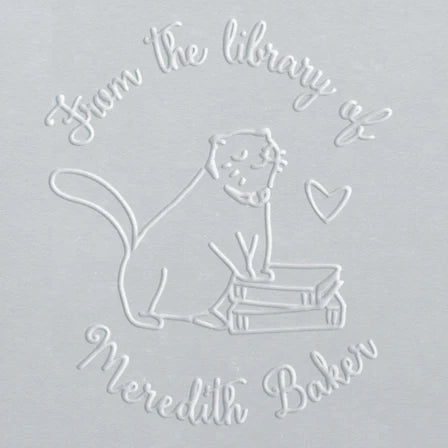 personal custom library embosser cat with books