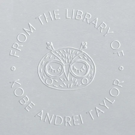 personal library book embosser sleepy owl