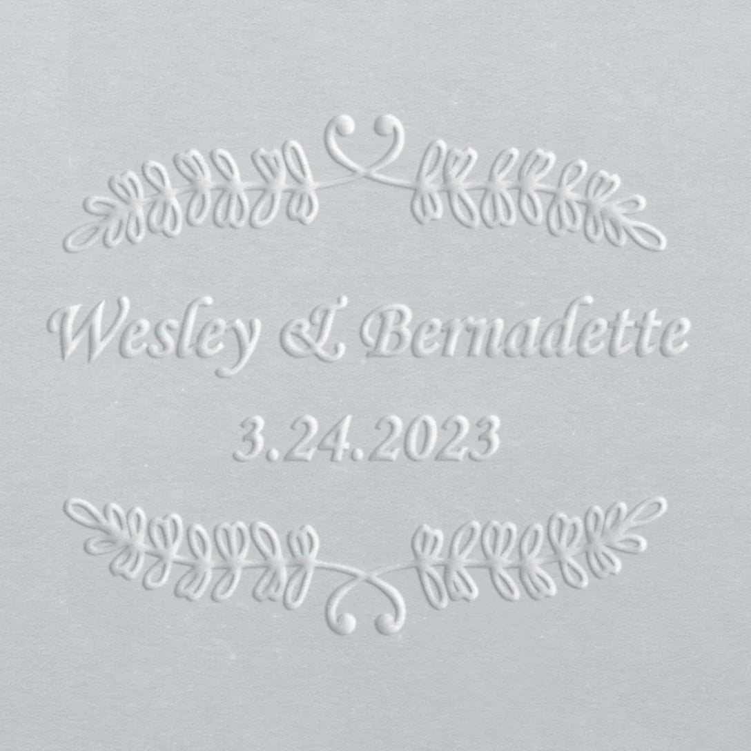 wedding embosser with name and date