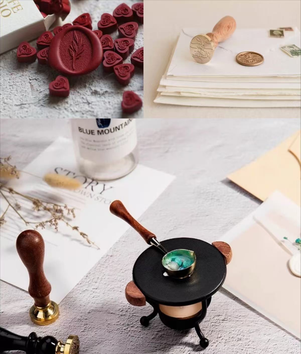Wax Seal Stamp + 1 Box of Sealing Wax Beads + Wax Melting Kit