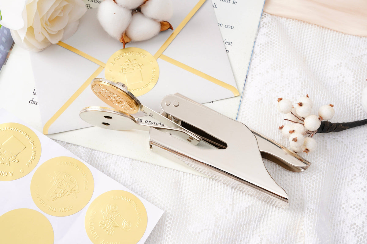 Custom Book Embosser Stamp - Personalized Embossing Tool For Books, Invitations & Stationery With Your Design
