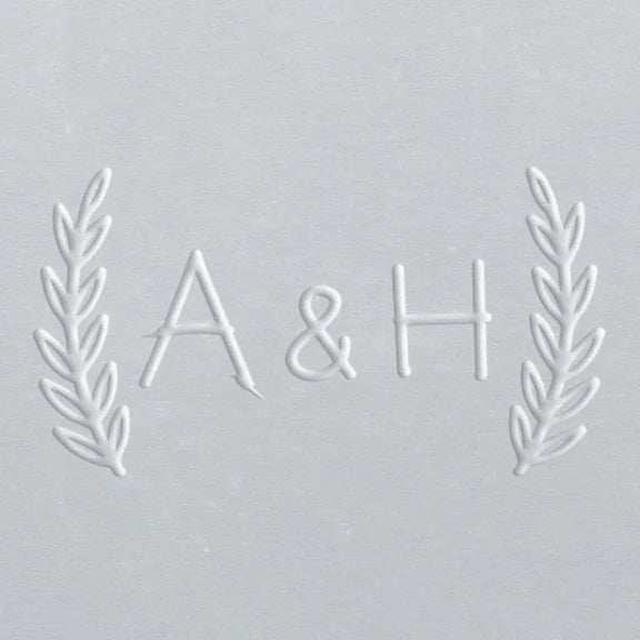 customizable embosser stamp initials with leaves