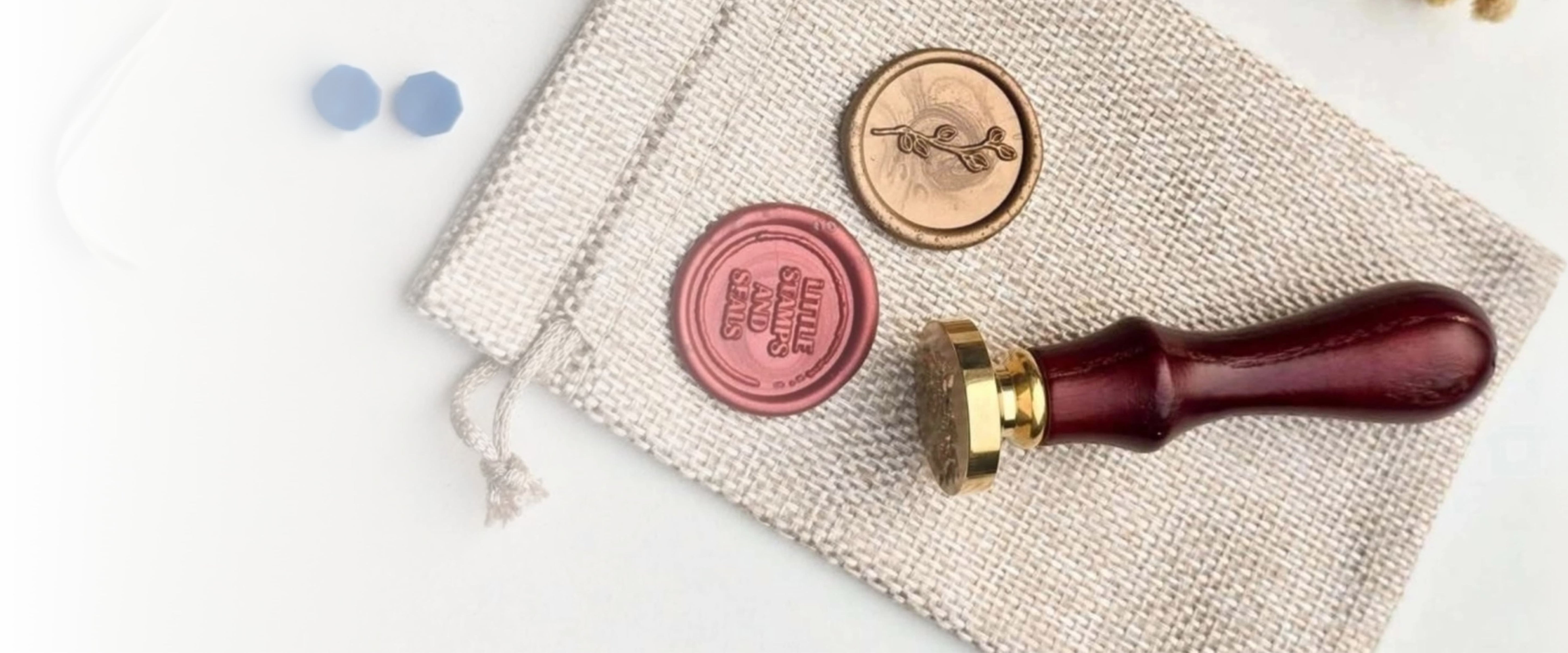 vintage wood handle wax seal stamp kit